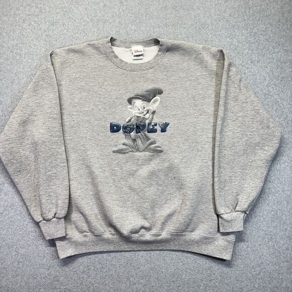 Disney Store Dopey Crewneck Sweatshirt Men’s XXL Grey Vintage Y2K - Picture 1 of 11